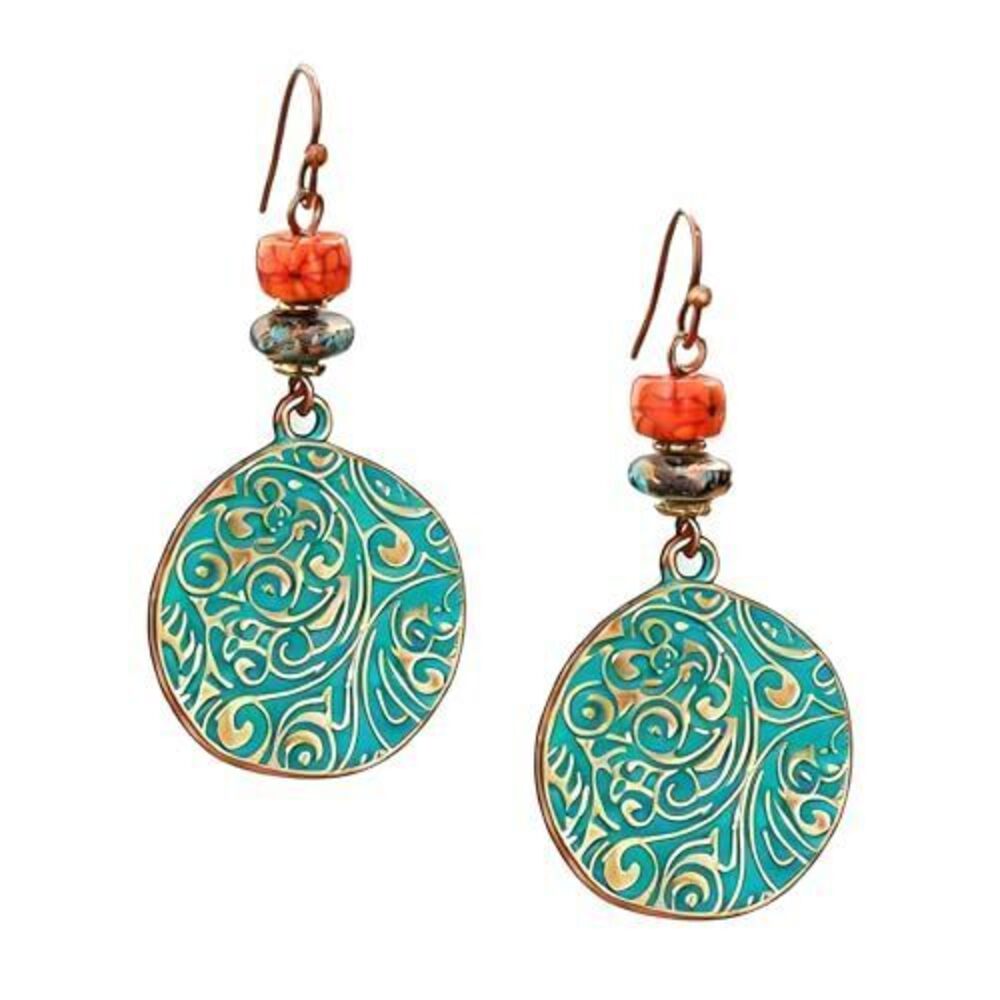 8940 Handmade Boho Vintage Teardrop Earrings Bohemian Hammered & Engraved